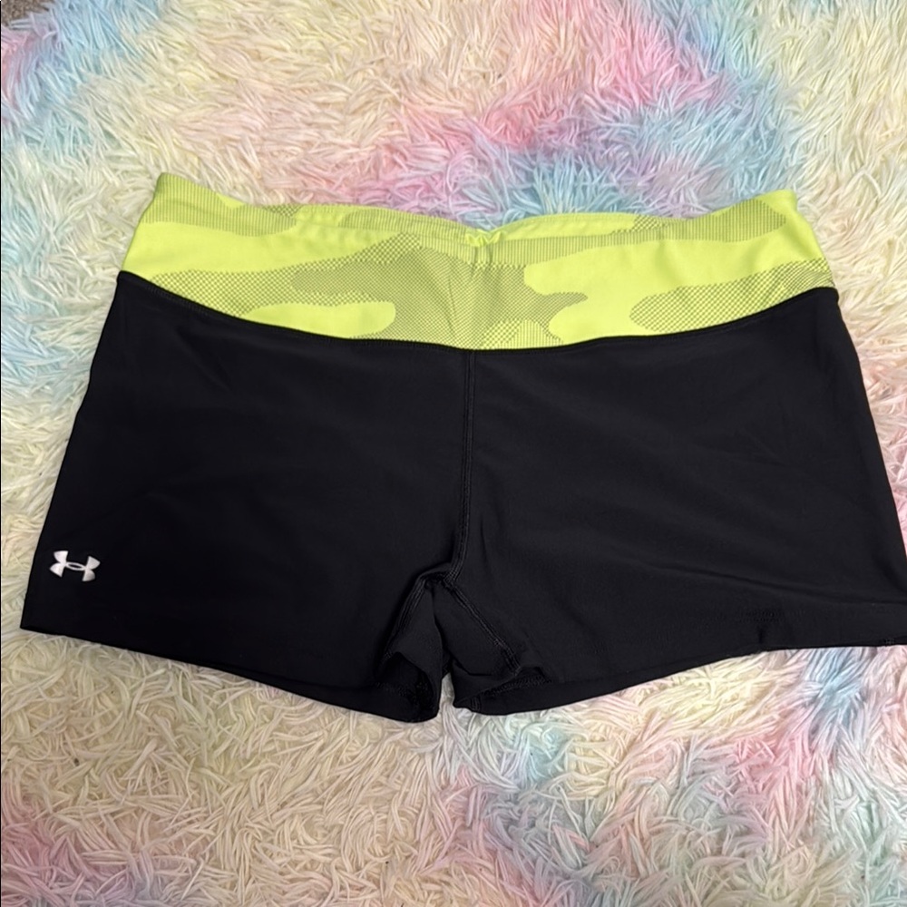 Under Armour Women's Black and Yellow Shorts